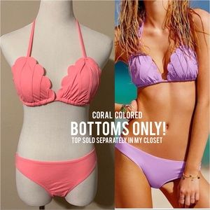 Coral mermaid seashell bottoms ruched scrunch butt